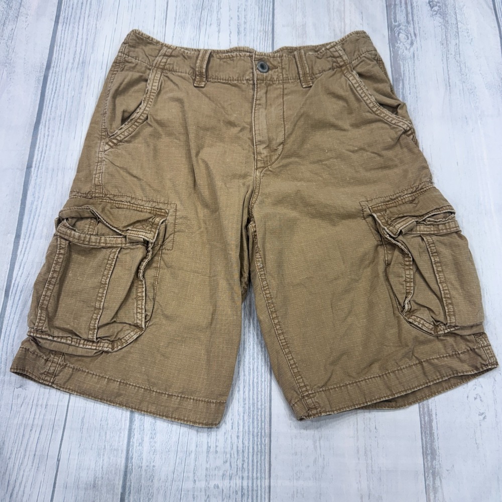 American Eagle Outfitters 32 Longer Length Cargo Shorts Khaki Beige AEO‎